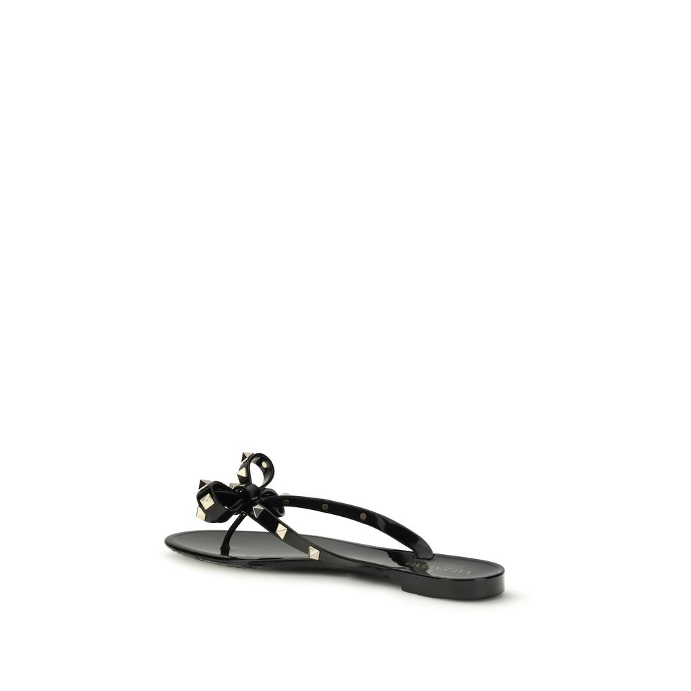 Black Pvc Flat Sandals
