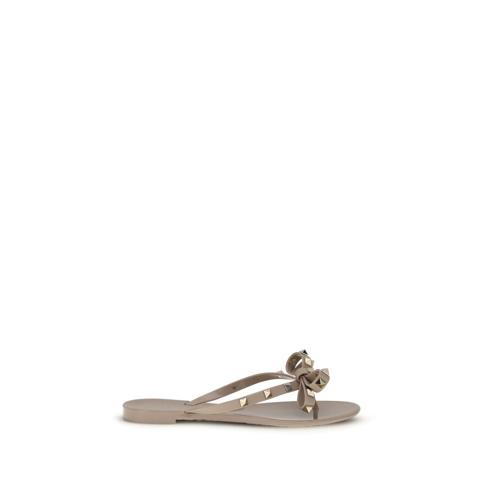 Beige Pvc Flat Sandals