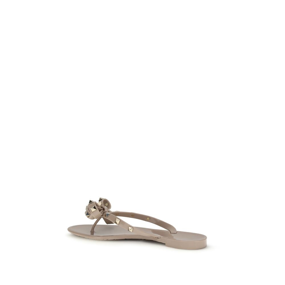 Beige Pvc Flat Sandals