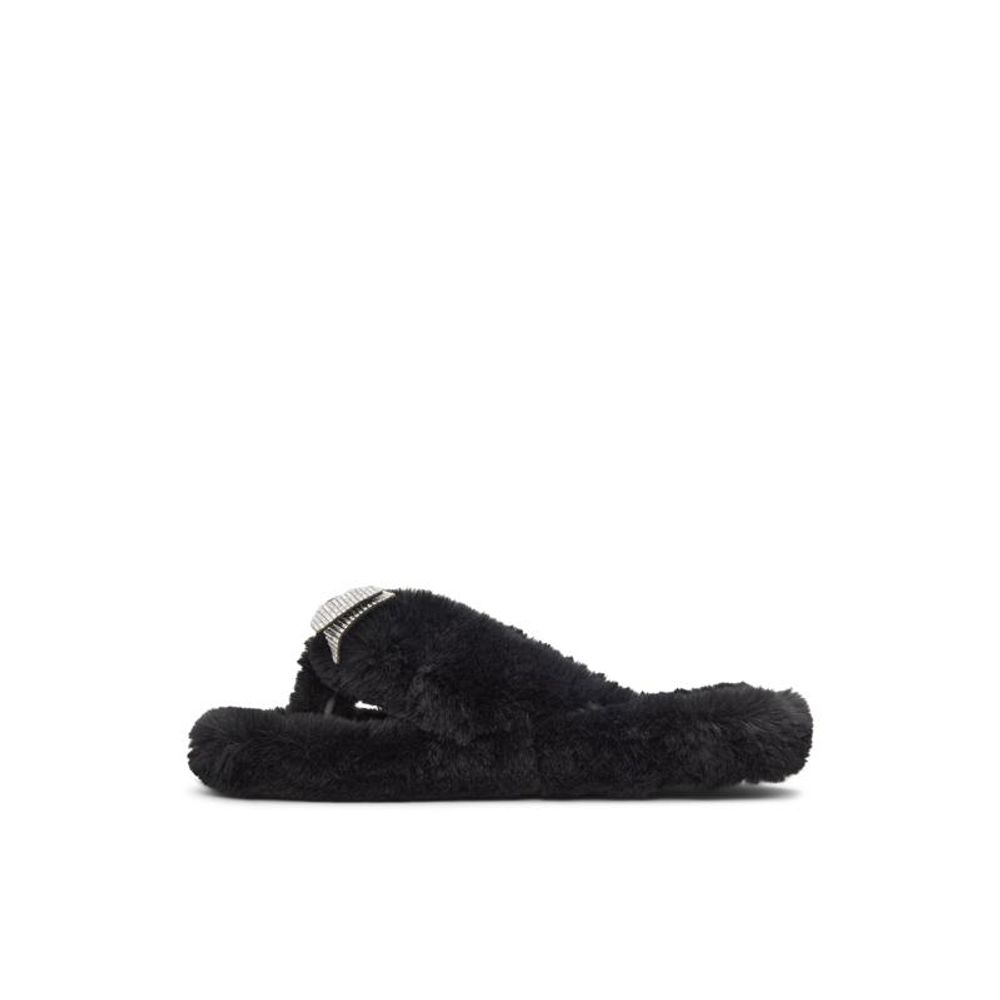 Black Polyester Slippers