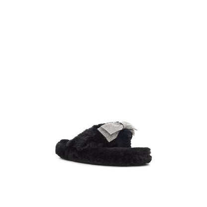 Black Polyester Slippers