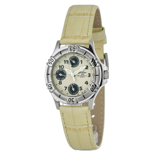 Beige Leather Dress Watch