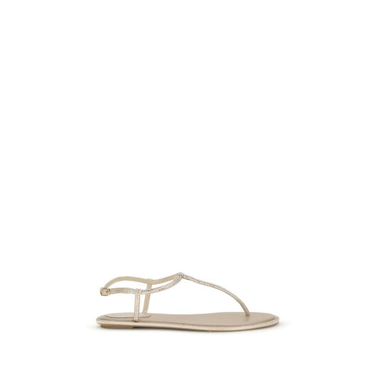 Beige Satin Flip-Flop Sandals