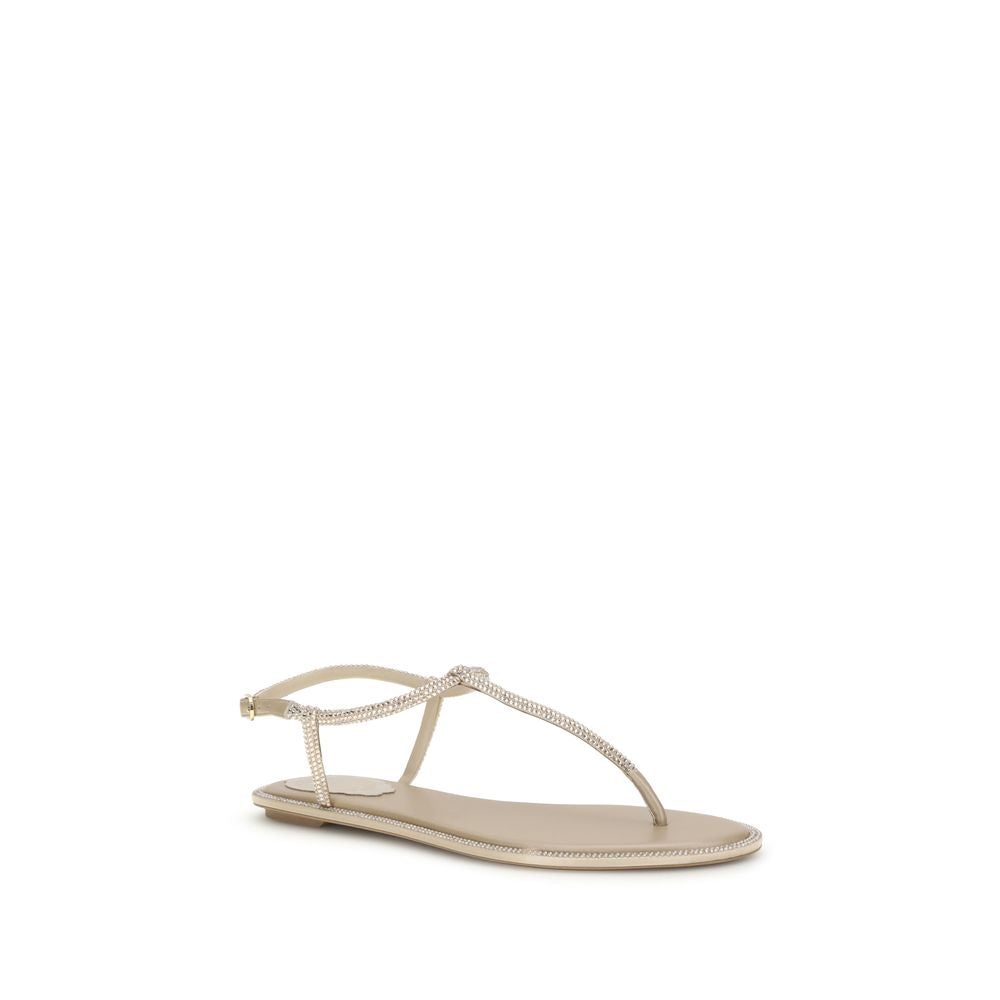 Beige Satin Flip-Flop Sandals