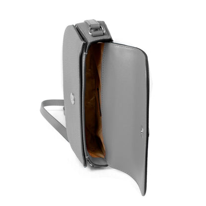 Gray Leather Crossbody Bag