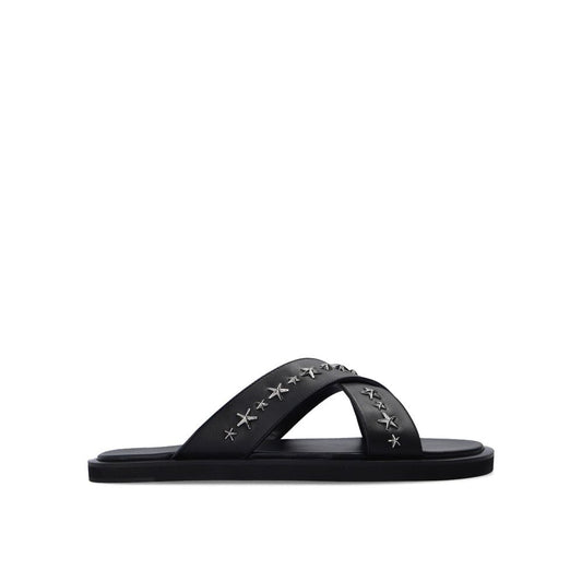 Black Calfskin Strap-On Sandals