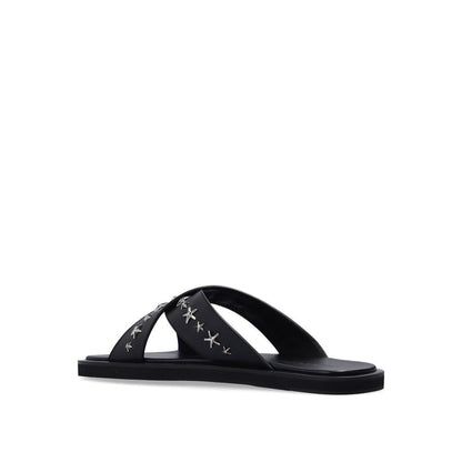 Black Calfskin Strap-On Sandals