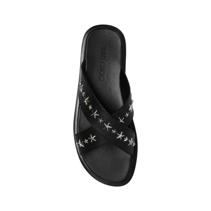 Black Calfskin Strap-On Sandals