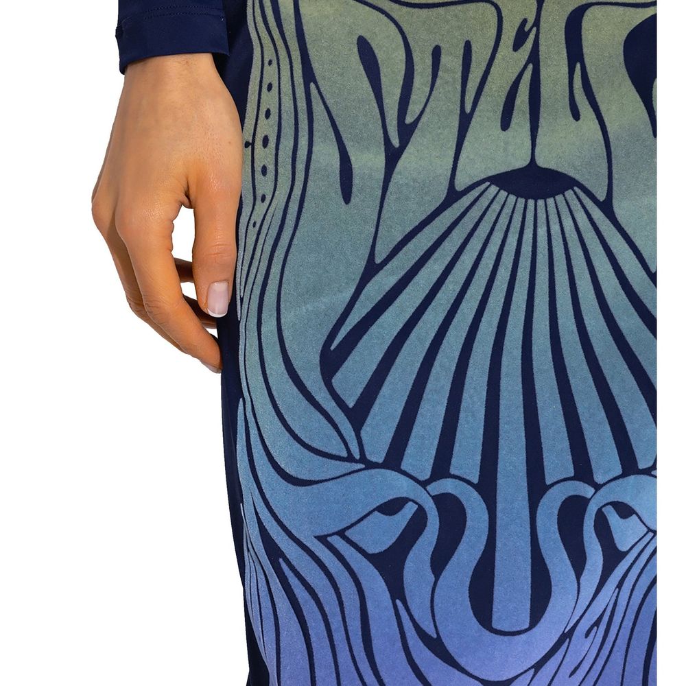 Blue Polyamide Midi Skirt