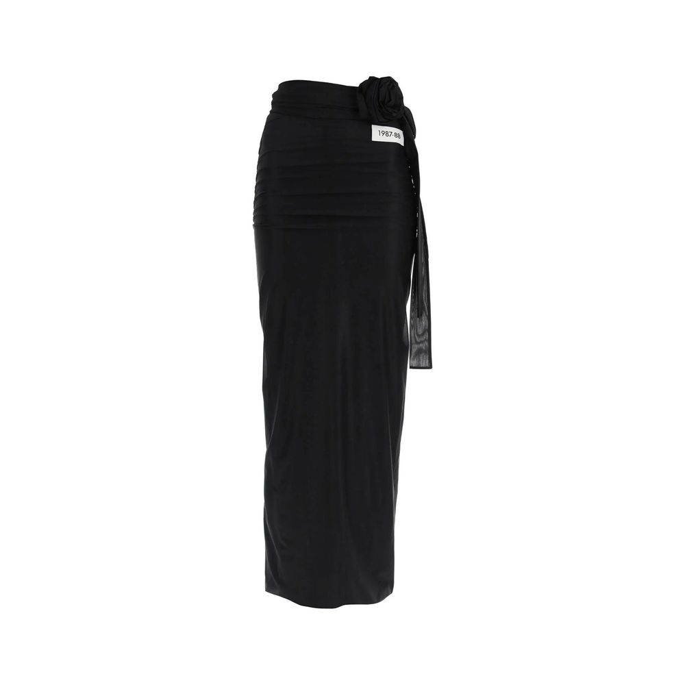 Black Elastane Long Skirt