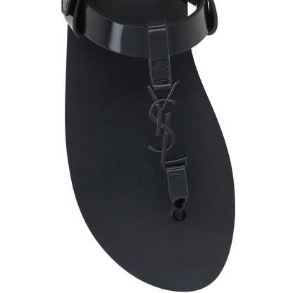 Black Calfskin Strap-On Sandals