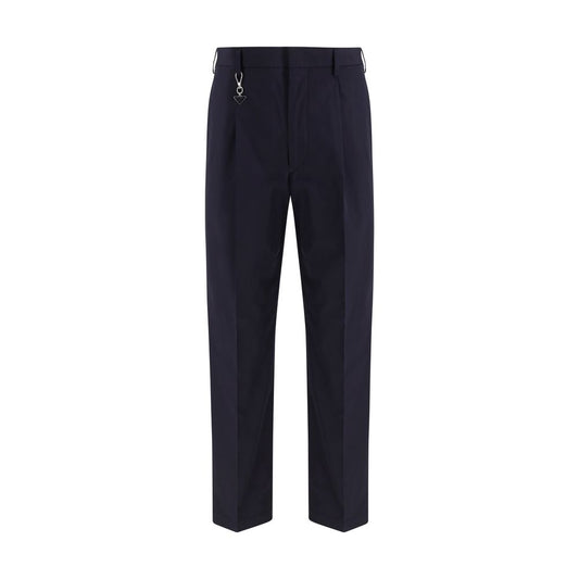 Blue Cotton Casual Pants