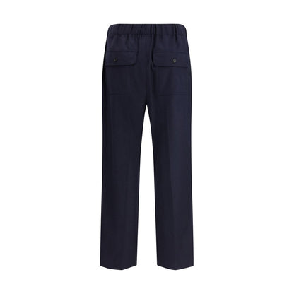 Blue Wool Casual Pants