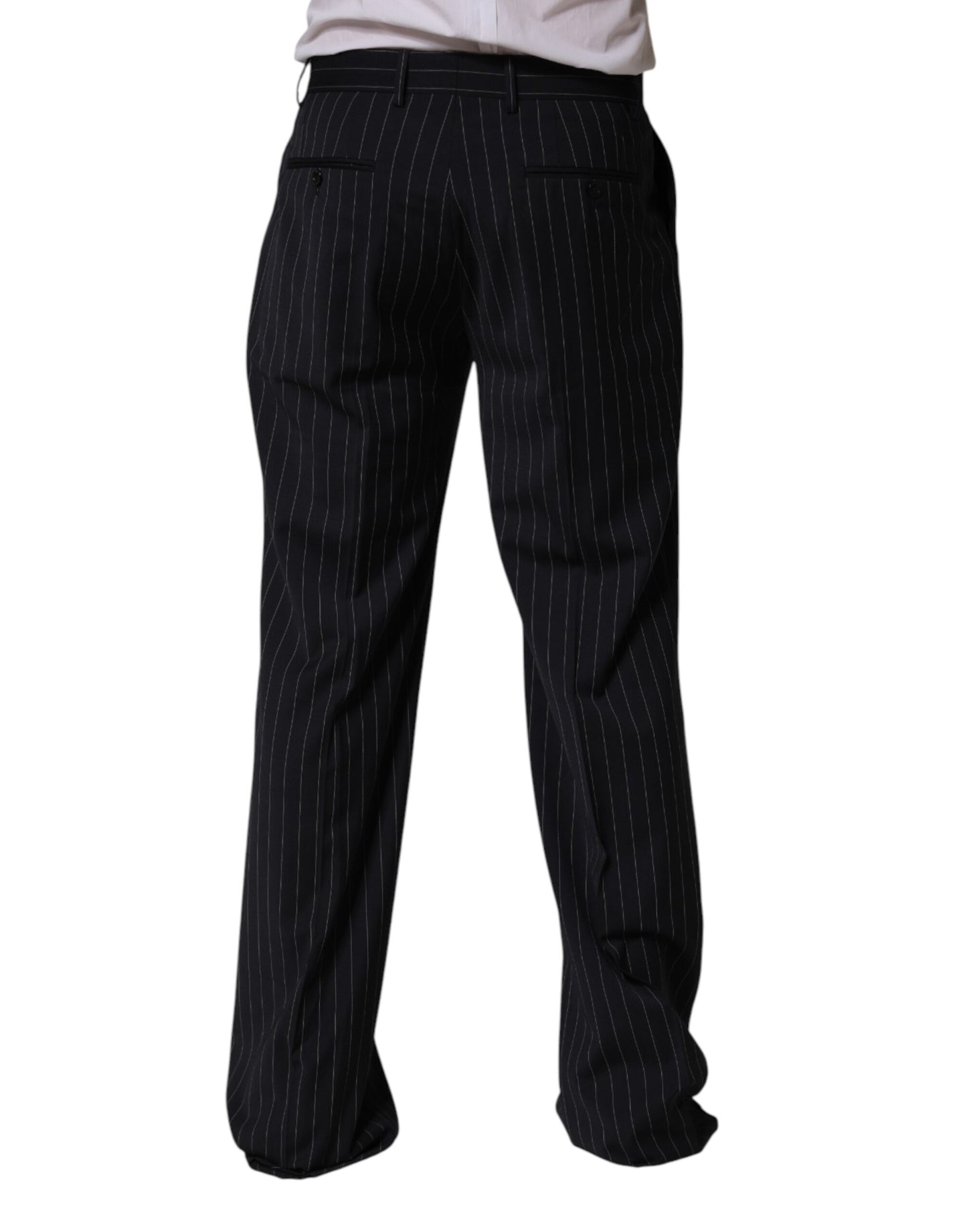 Black Stripe Straight Men Dress Trouser Pants