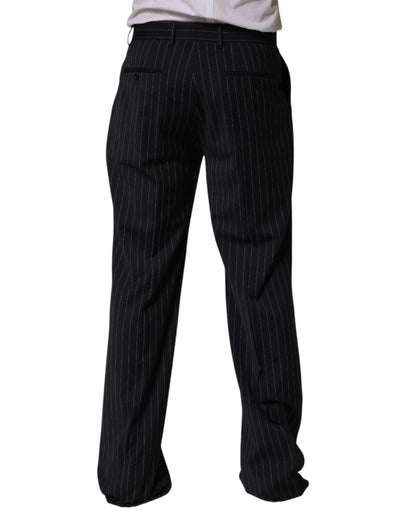 Black Stripe Straight Men Dress Trouser Pants