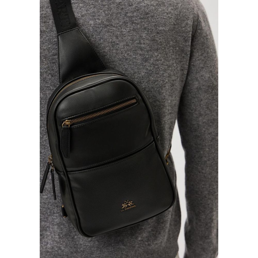 Black Polyethylene Crossbody Bag