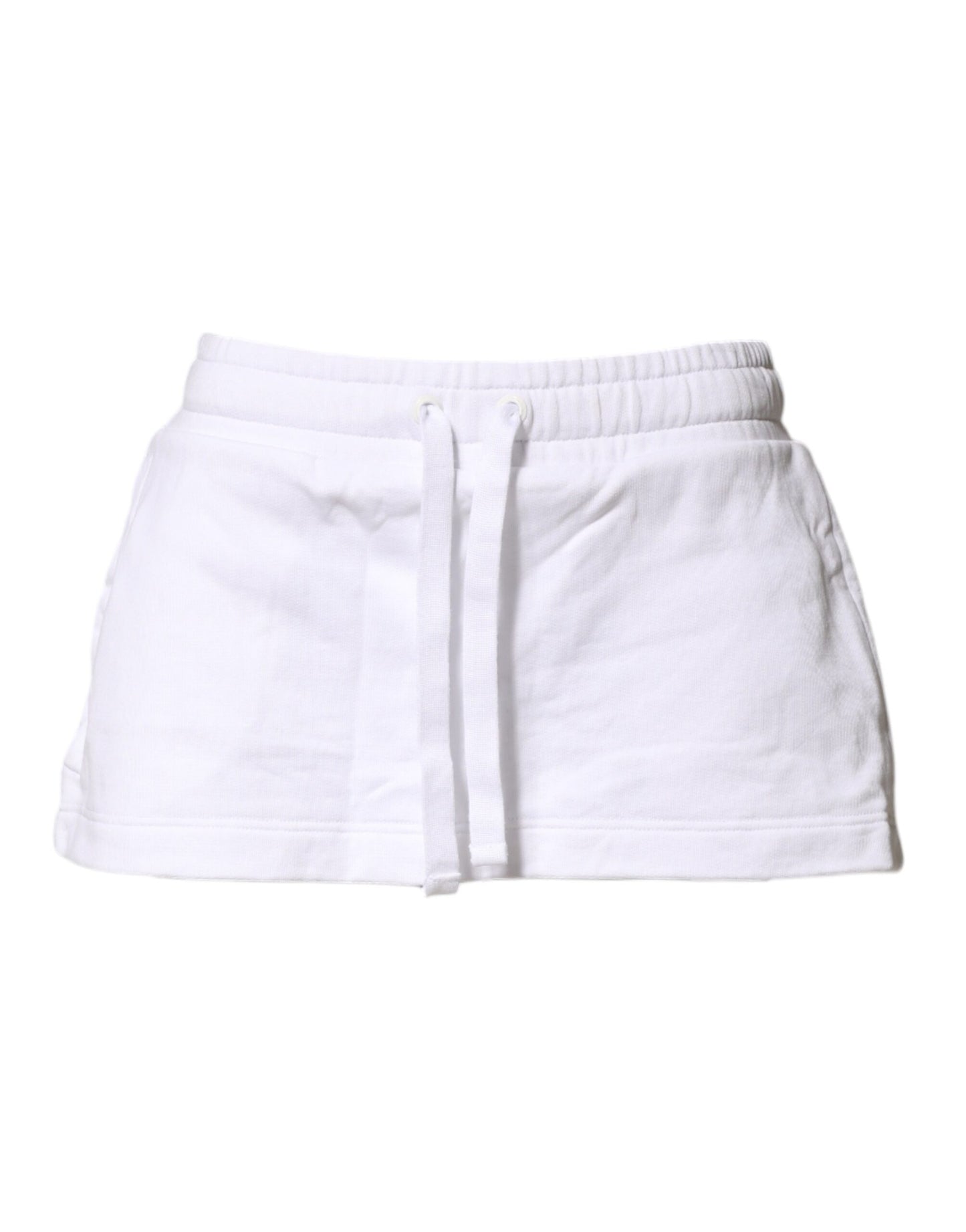 White Cotton Blend Mid Waist A-line Mini Skirt