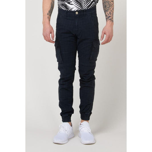 Blue Cotton Cargo Pants