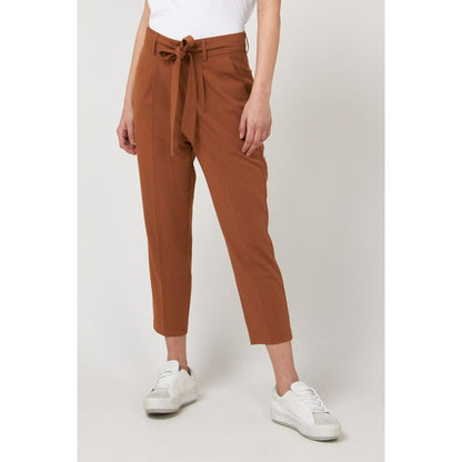 Brown Polyester Casual Pants