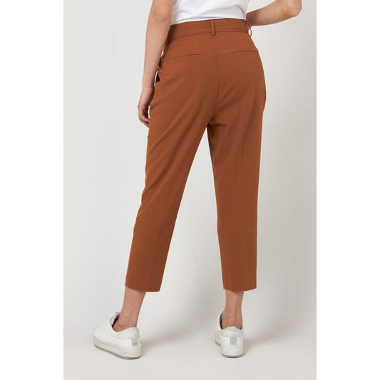 Brown Polyester Casual Pants