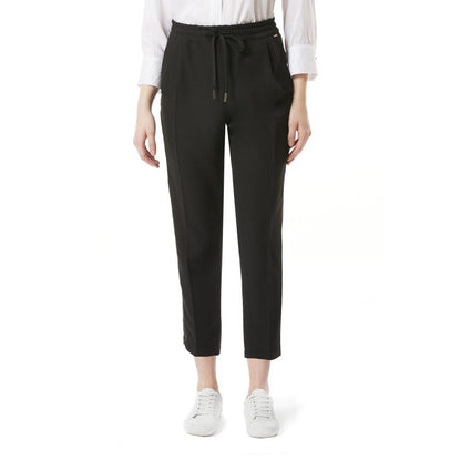 Black Polyester Casual Pants