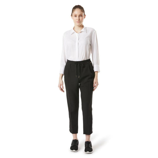 Black Polyester Casual Pants