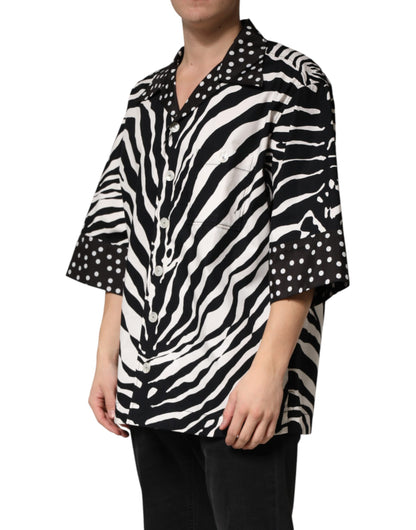 Black White Zebra ButtonDown Oversize Shirt