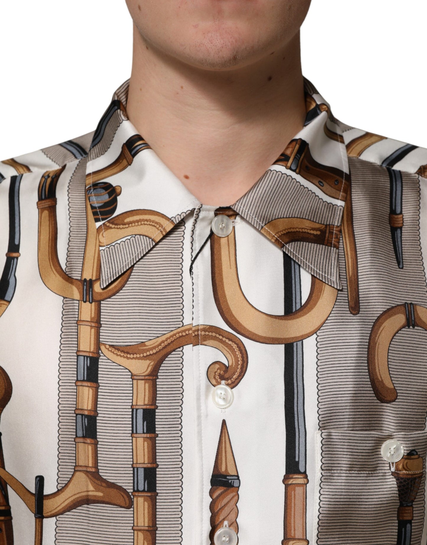 Multicolor Walking Stick Print Men Shirt