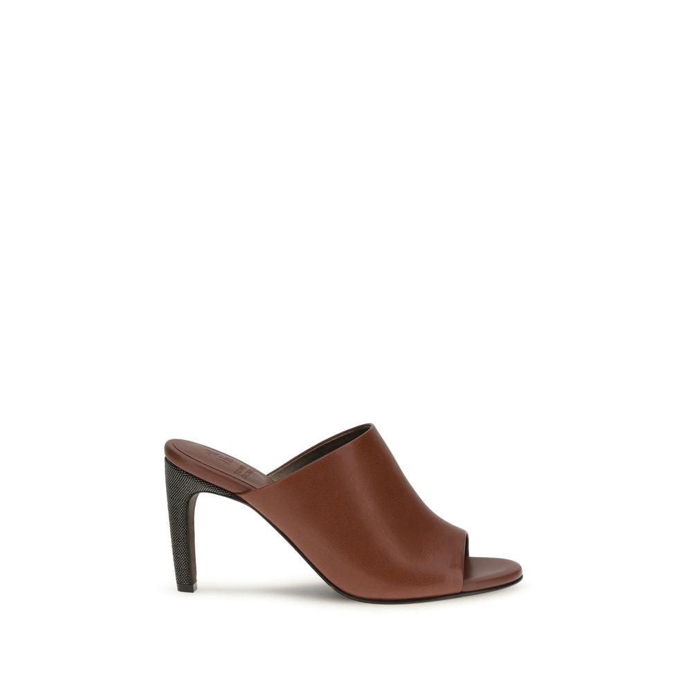 Brown Calf Leather Bos Taurus Mules