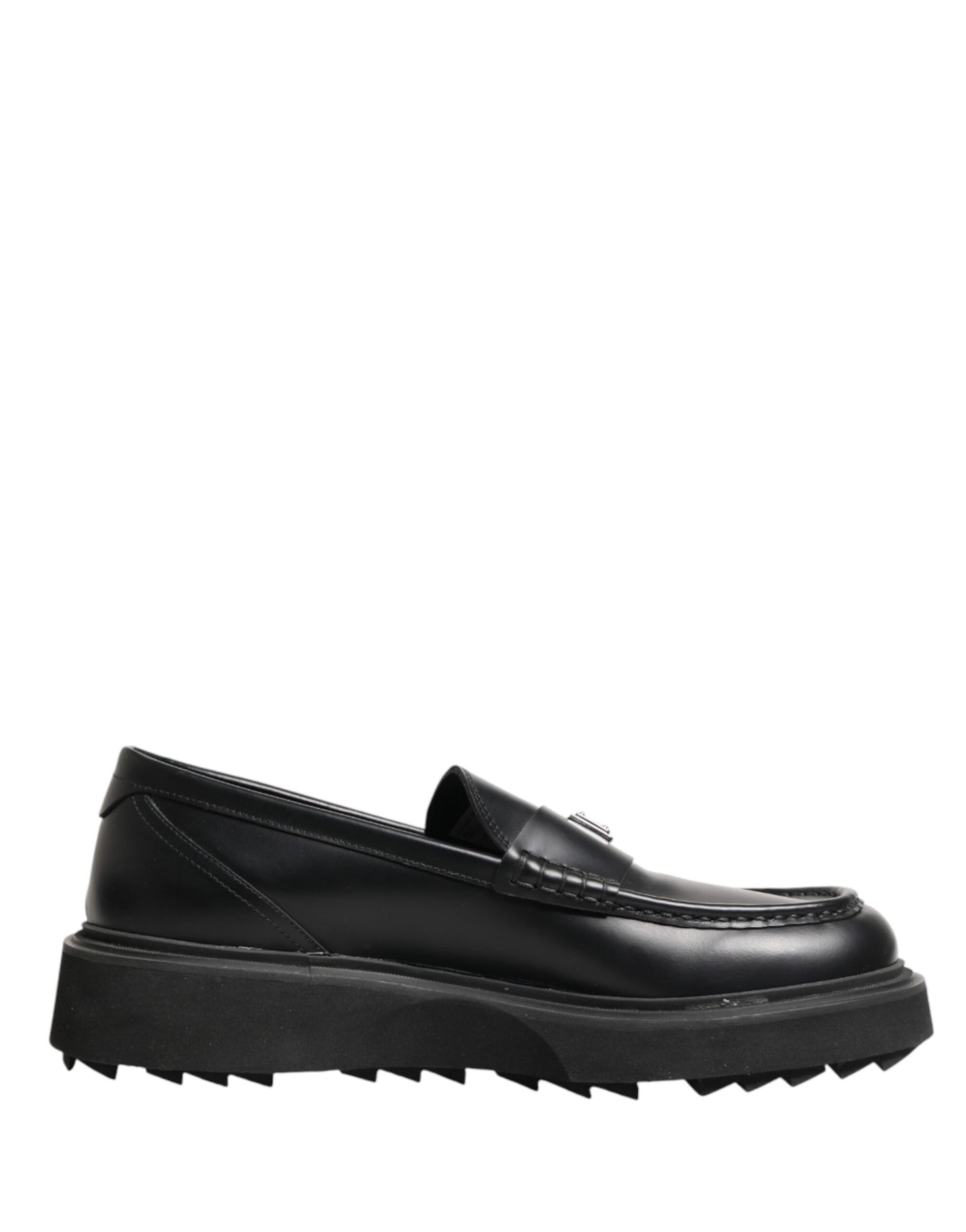 Black Leather DG Plaque Loafers Dress Shoes