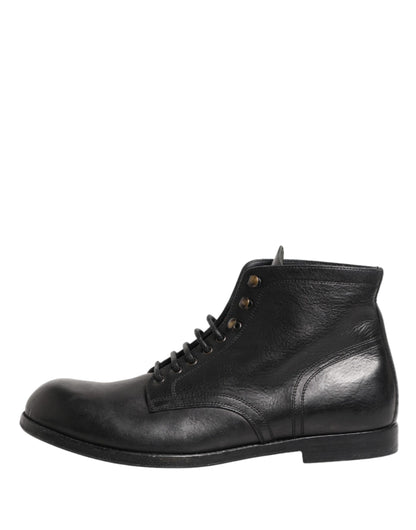Black Lace Up Short Ankle Boots Men Shoes