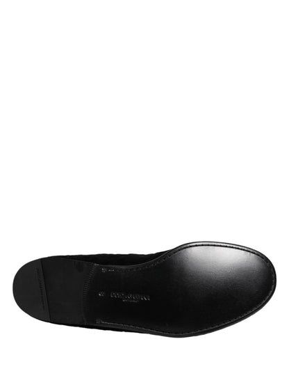 Black Velvet Slip On Loafers Formal Men Shoes