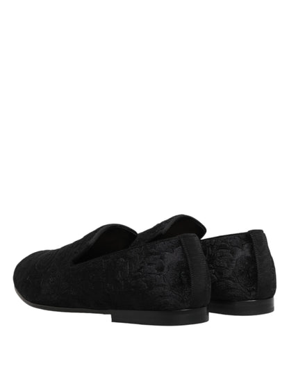 Black Velvet Slip On Loafers Formal Men Shoes