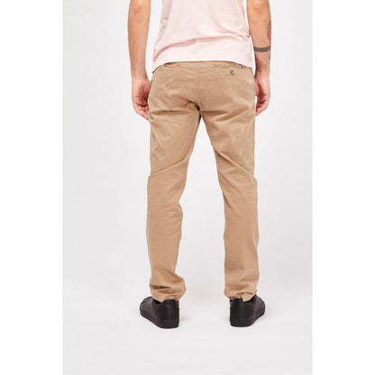Beige Cotton Casual Pants