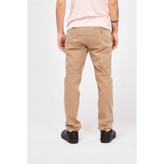 Beige Cotton Casual Pants