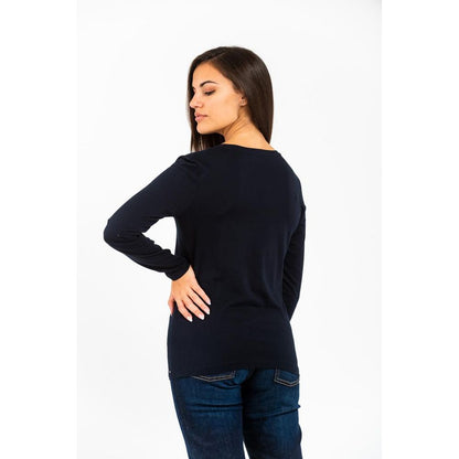Blue Cotton Long Sleeve T-Shirt