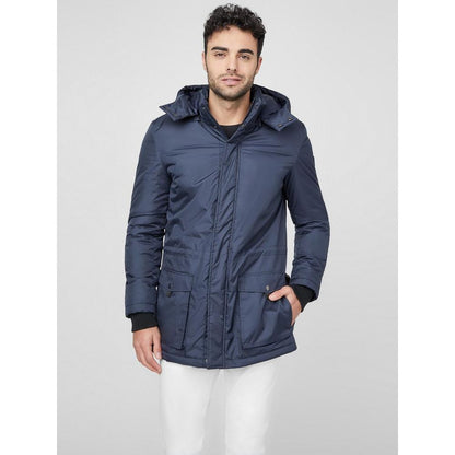 Navy Blue Polyester Parka