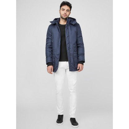 Navy Blue Polyester Parka