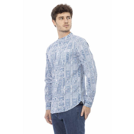 Blue Cotton Long Sleeve T-Shirt