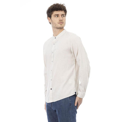 White Rayon Long Sleeve T-Shirt
