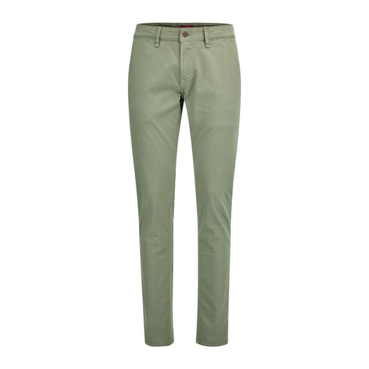 Green Cotton Casual Pants