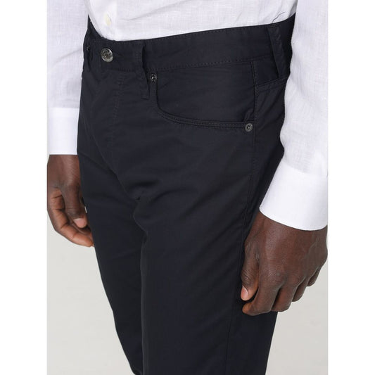 Blue Cotton Casual Pants