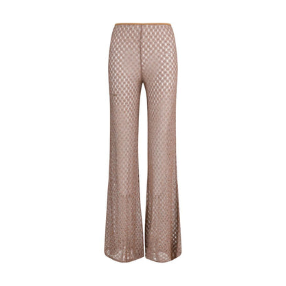 Brown Viscose Flared Pants