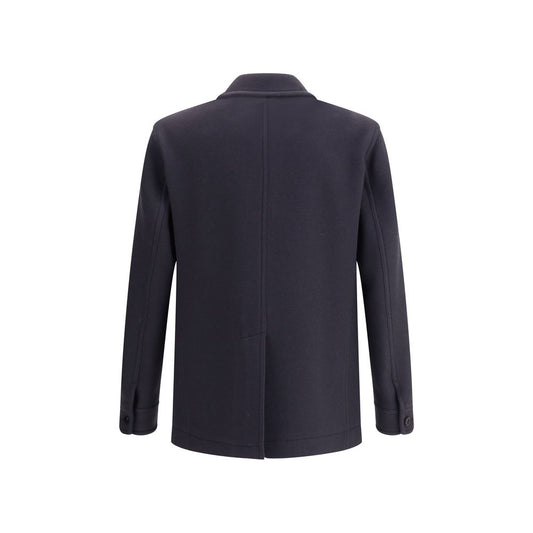 Blue Fleece Wool Coat