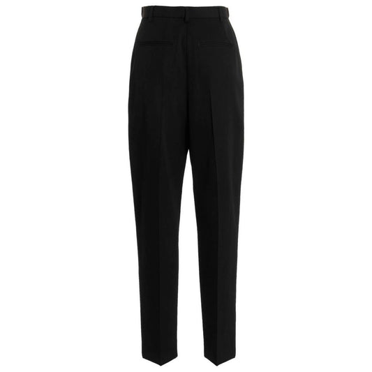 Black Polyester Casual Pants