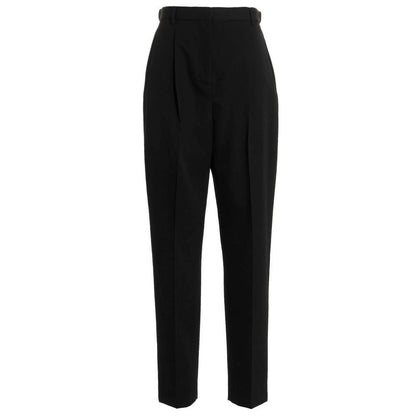 Black Polyester Casual Pants