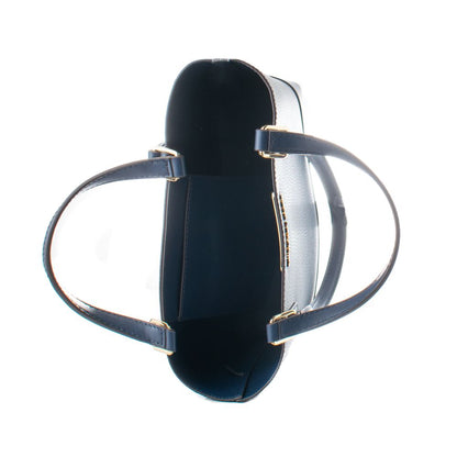 Blue Leather Tote Bag