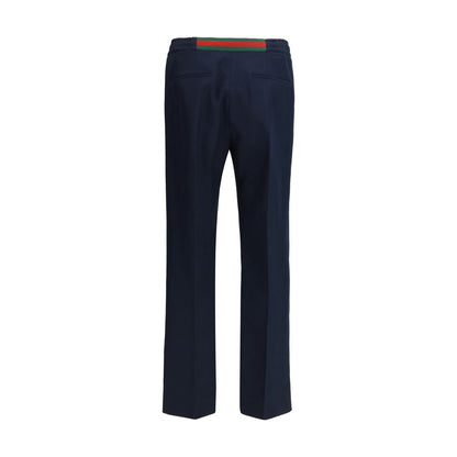 Blue Polyester Casual Pants