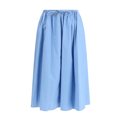 Blue Cotton Midi Skirt