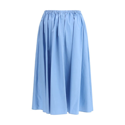 Blue Cotton Midi Skirt